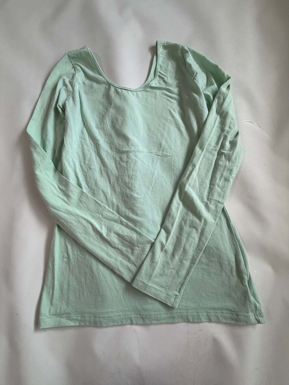 Decree Top L Mint Green Long Sleeve Scoop Neck Basic Casual T-Shirt